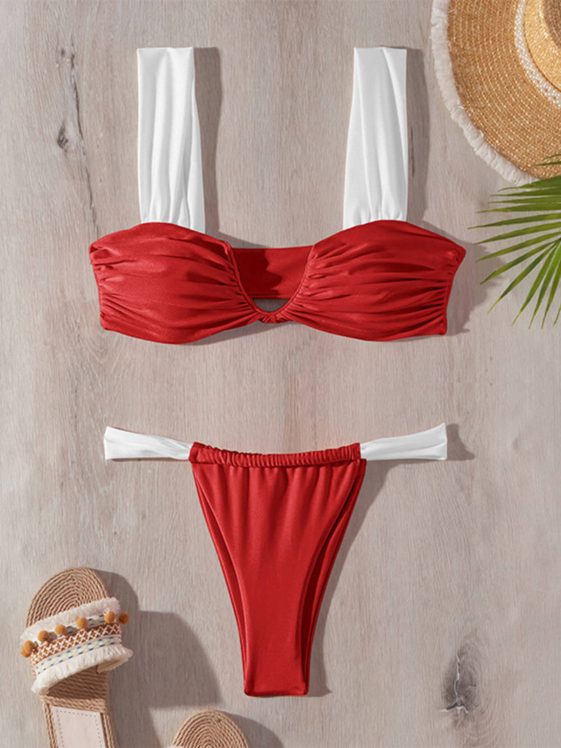 Color Block Strap Bikini Set