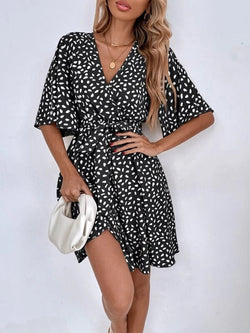 V-neck Waist Fashion Versatile Boho Dress