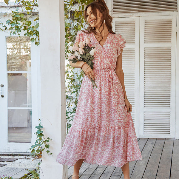 Deep V Sexy Polka Dot Casual Long Dress