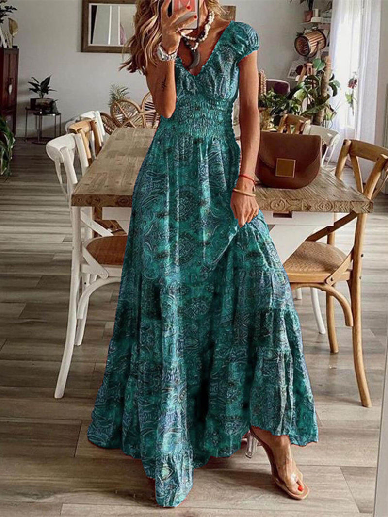 Bohemian Waisted Floral Print Dress