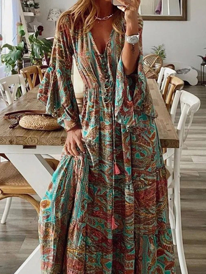 Down The West Coast Bohemia Print Maxi Dress