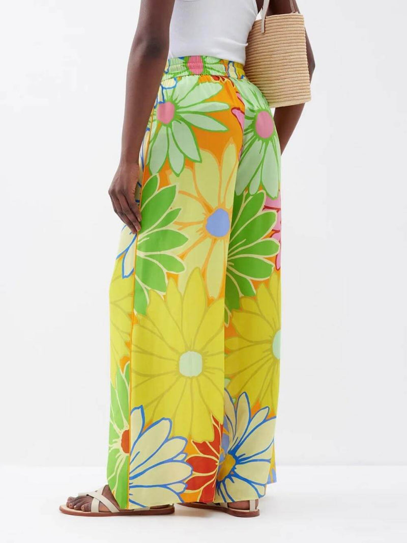 Fashion Floral Print Loose Wide Leg Pant-Set