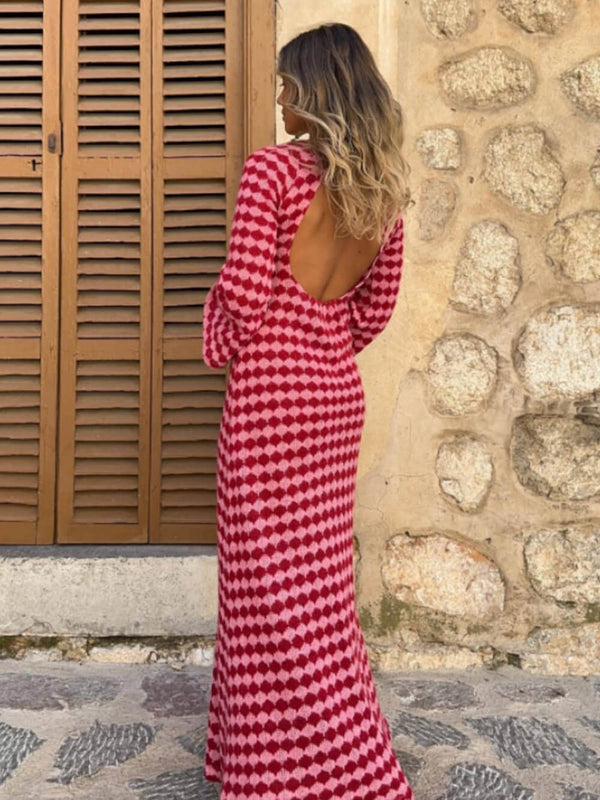 Geometric Print Knitted Dress