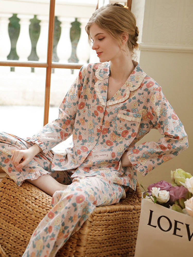 Pure Cotton Button-Up Sleepwear Set