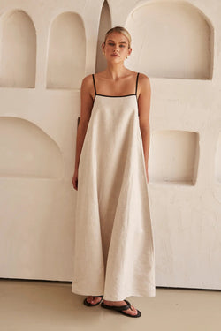 Contrast Linen Maxi Dress