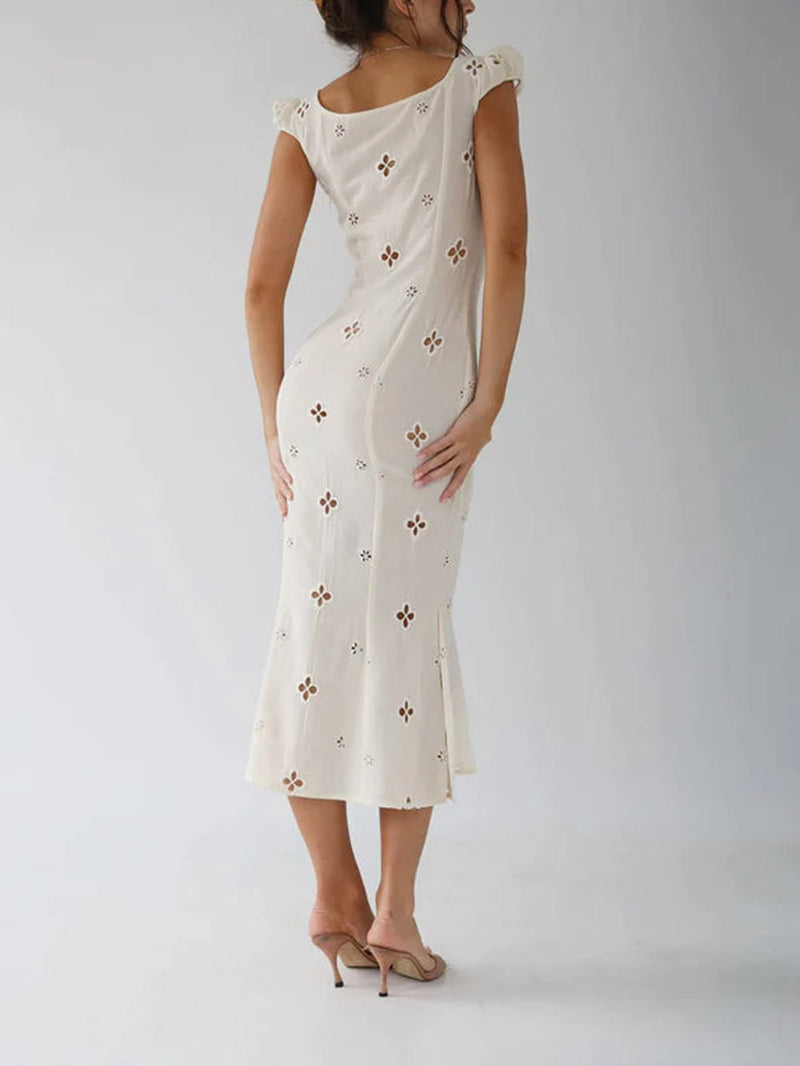 Solid Hollow Slim Maxi Dress