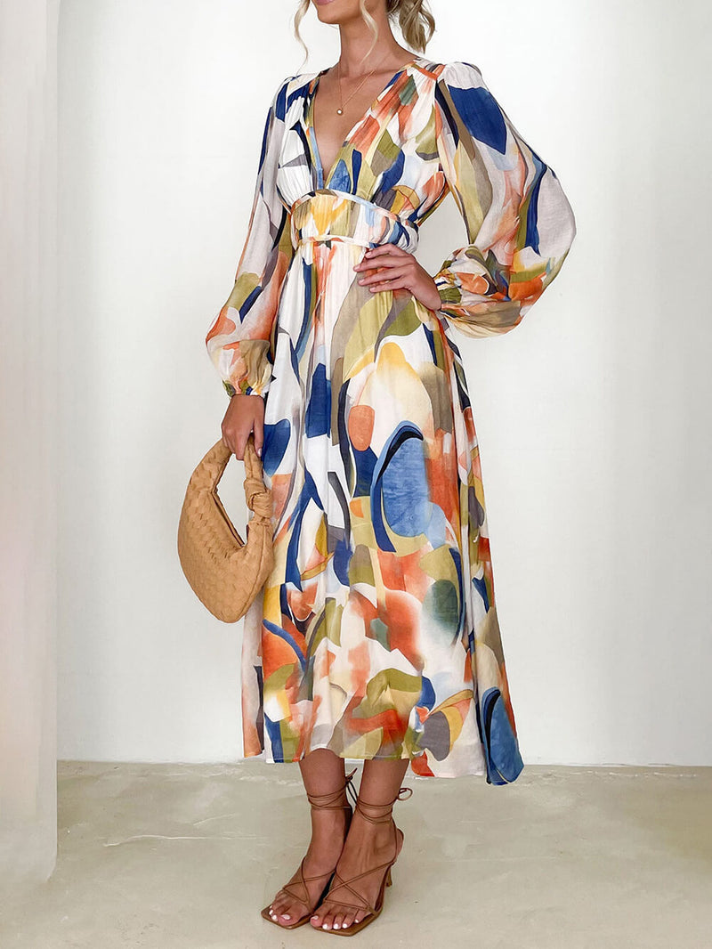 Colorful Geometric Pattern Maxi Dress