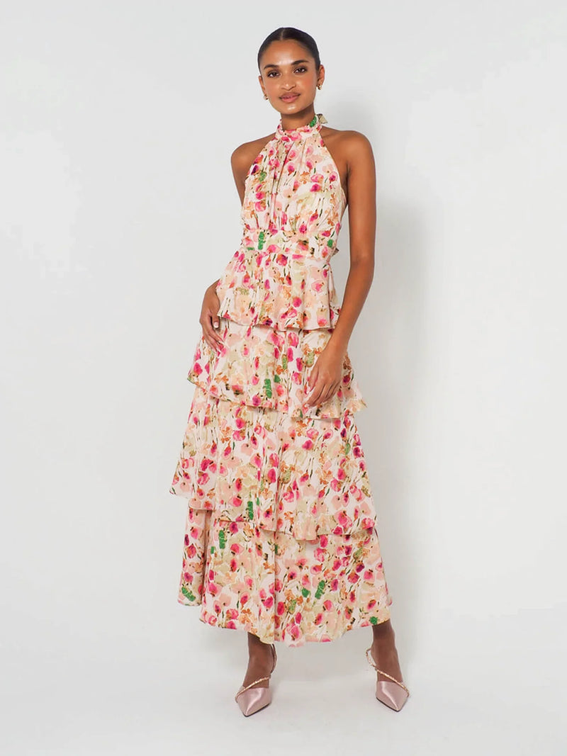 Halterneck Maxi Dress - Provence Bloom