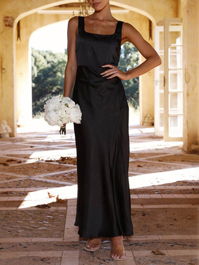 Summer Halter Satin Bridesmaid Prom Maxi Dresses