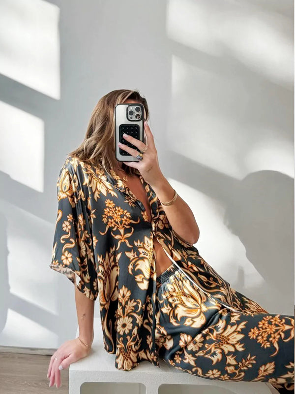 Golden Mystery Lotus Pajama Set