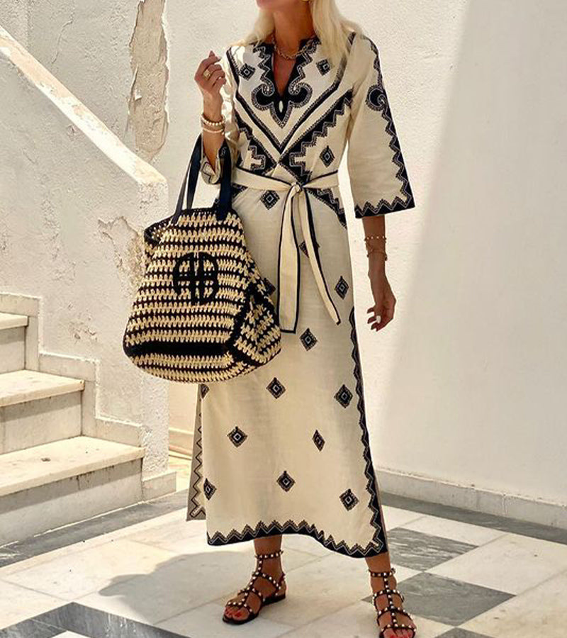 Baroque Border Print Maxi Dress