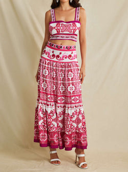 Ethnic Print Cami Top And Skirt Set