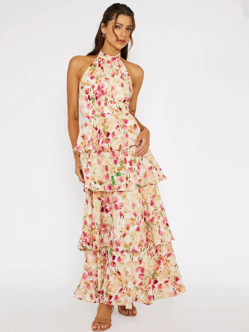 Halterneck Maxi Dress - Provence Bloom