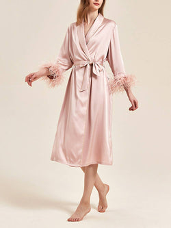 Pink Feather Bridal Robe