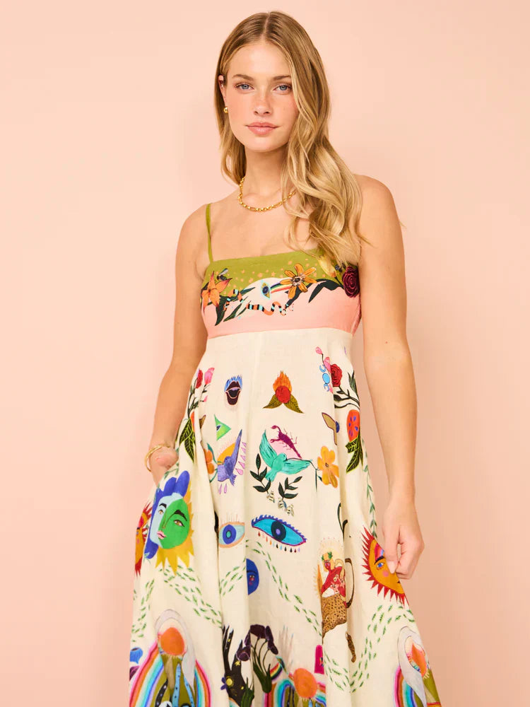 Evergreen Sundress In Multi