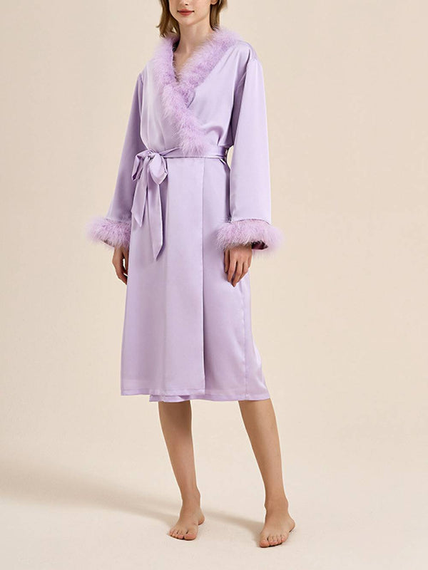 Bettie Page Lilac Feather Robe