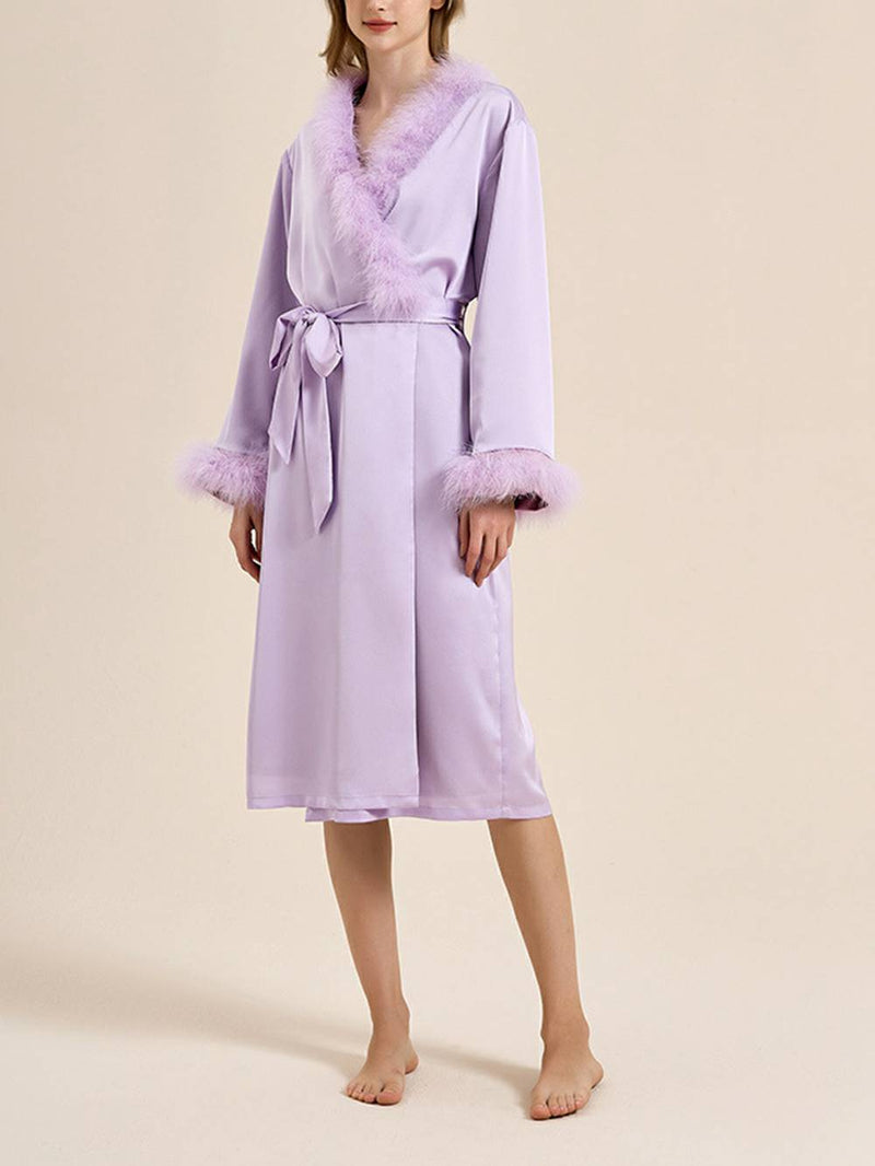 Bettie Page Lilac Feather Robe