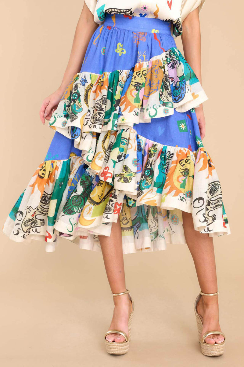 Asymmetrical Ruffled Midi Skirt Set