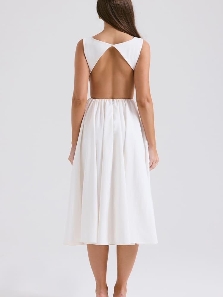 White Twill Midi Sundress