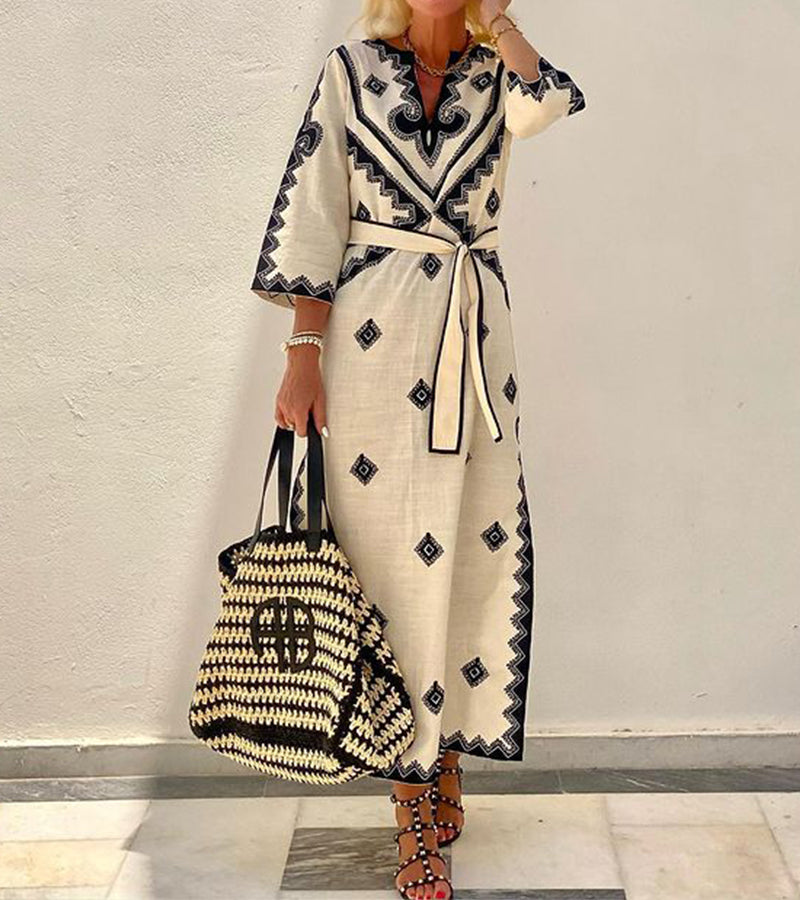 Baroque Border Print Maxi Dress