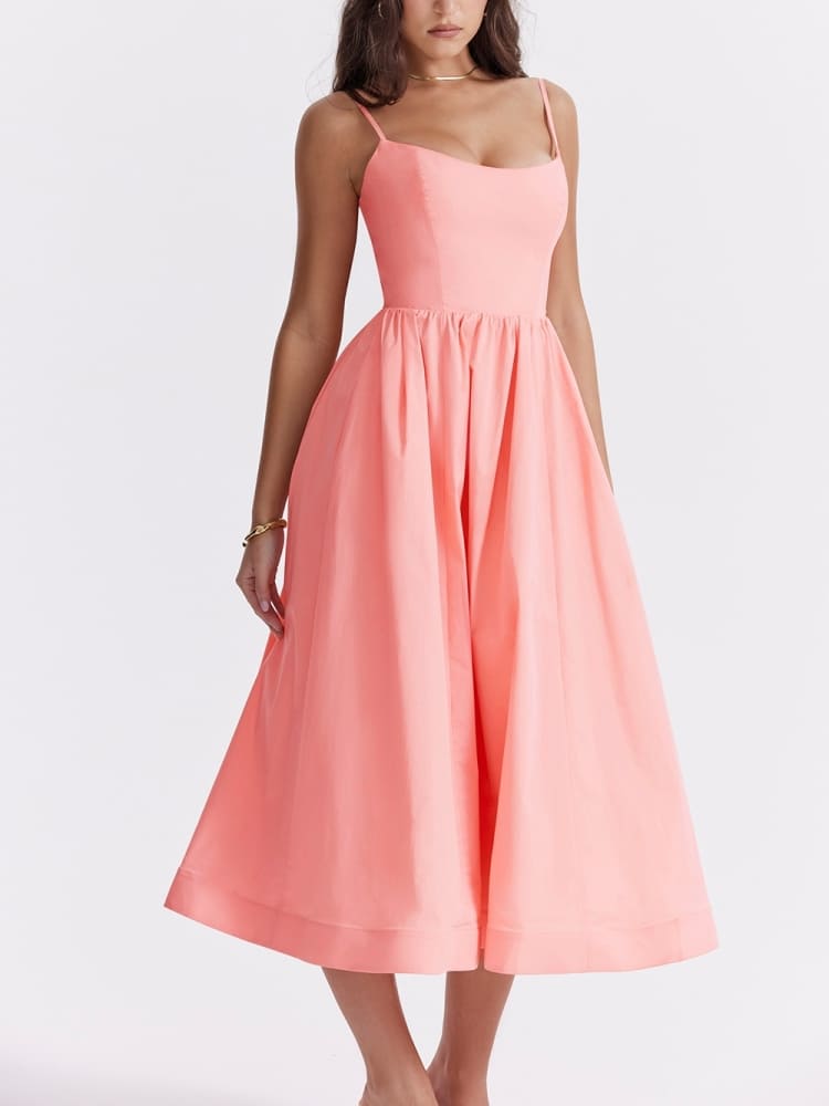 Rose Pink Cotton Corset Sundress